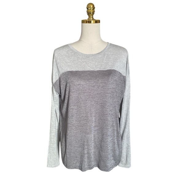 Vince Tops - Vince  Women’s Two-Tone Colorblock Stretchy Long Sleeve Metallic Top Size M